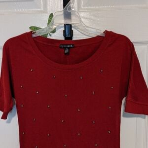 Eye Candy Crimson Studded Short Sleeve Top